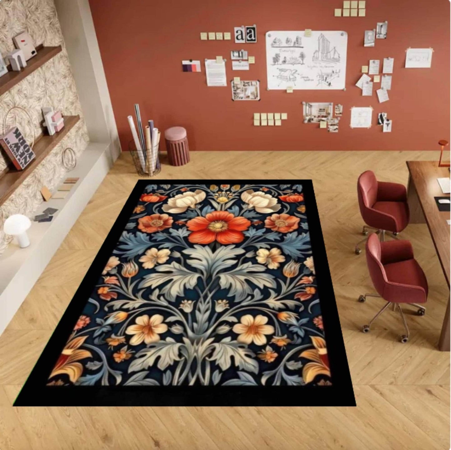 William Morris Floral Botanical Washable Non-slip Rug