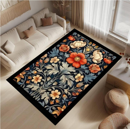 William Morris Floral Botanical Washable Non-slip Rug