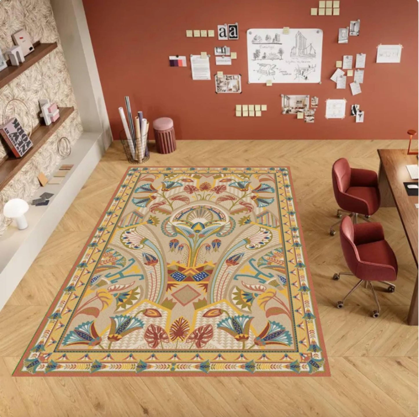William Morris Floral Rug Washable Non-slip