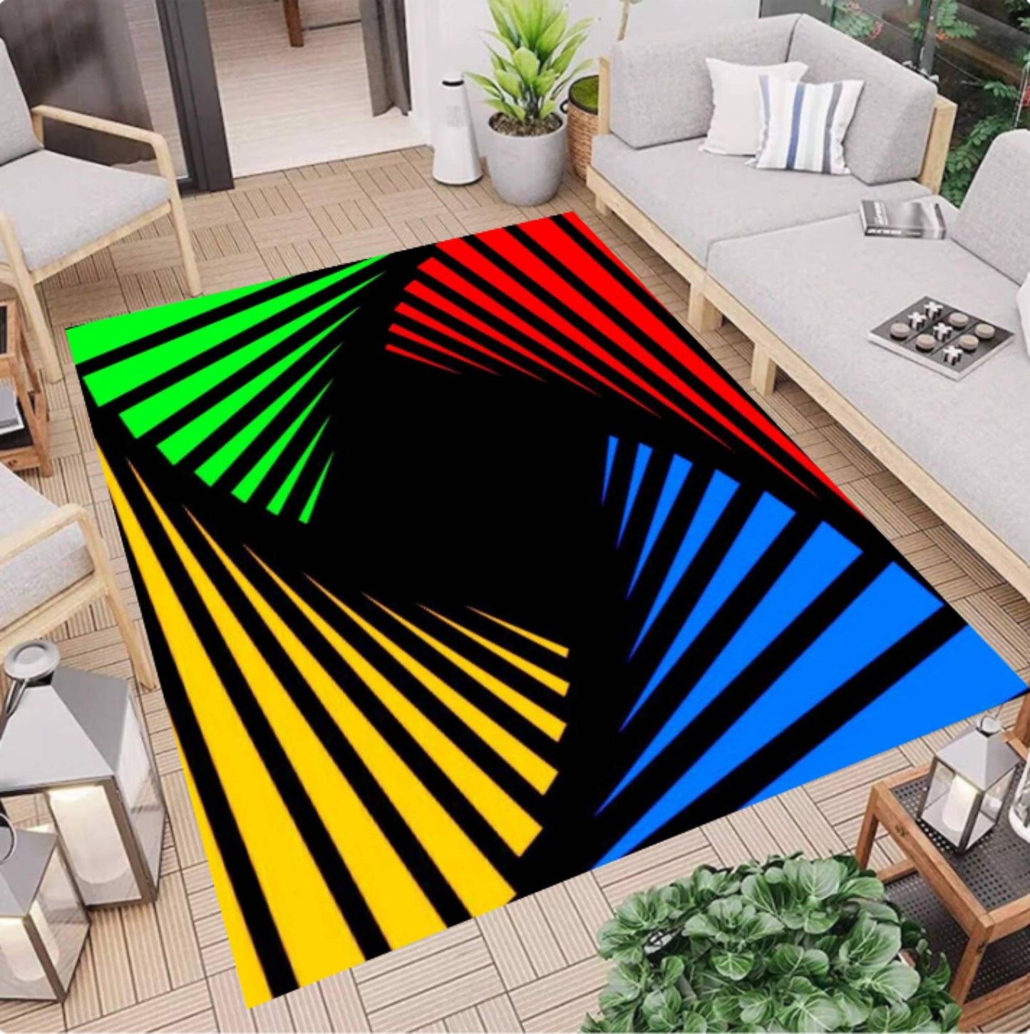 Modern Geometric Colorful Area Rug – Abstract Color Block