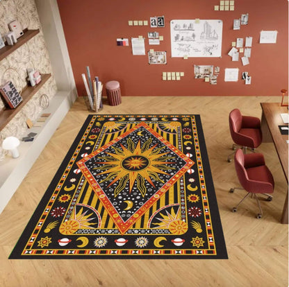 Celestial Sun & Moon  Traditional Area Rug –Astrology Washable Non-Slip