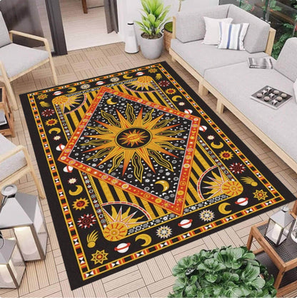 Celestial Sun & Moon  Traditional Area Rug –Astrology Washable Non-Slip