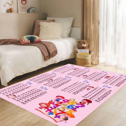 Multiplication Table Kids Rug, Educational Playroom Mat, Washable