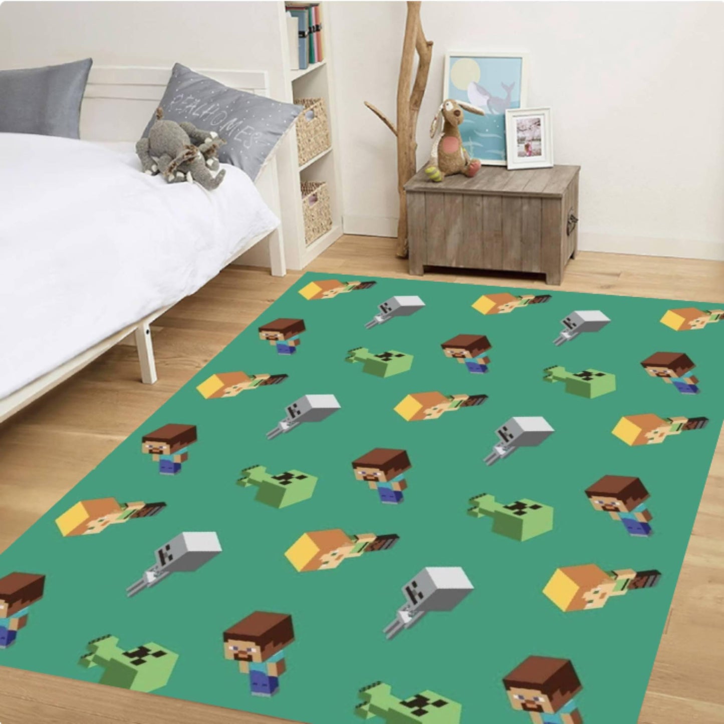 Pixel Gamer Kids Area Rug – Retro Video Game Washable Non-Slip