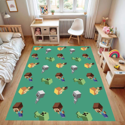 Pixel Gamer Kids Area Rug – Retro Video Game Washable Non-Slip