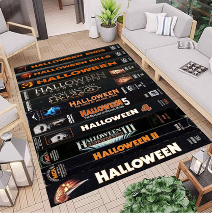 Retro Horror Movie VHS Tape Area Rug – 80s Spooky Halloween Cult Film