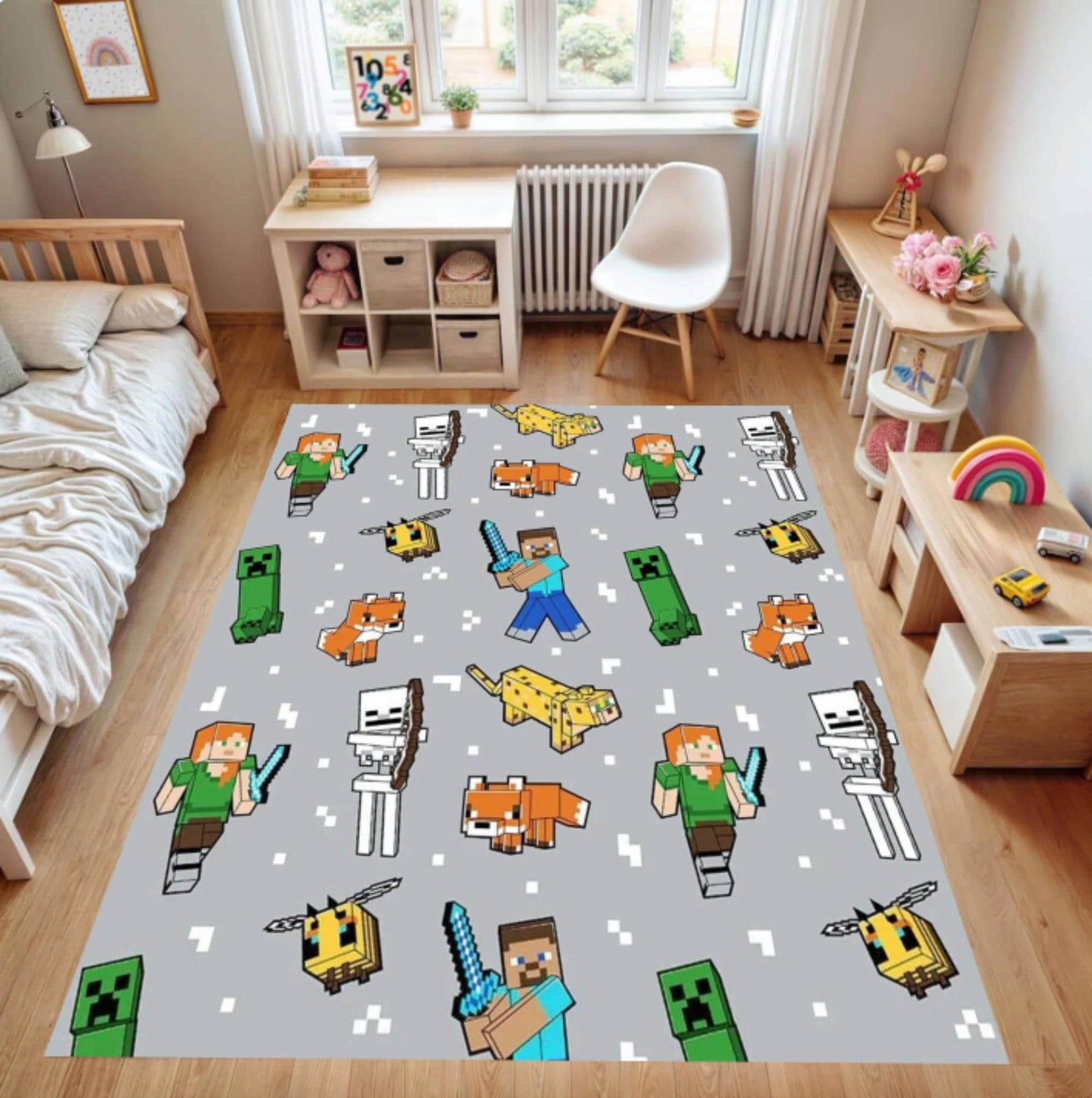 Pixel Gaming Kids Area Rug – Video Game Controller Washable Non-Slip