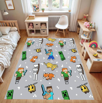 Pixel Gaming Kids Area Rug – Video Game Controller Washable Non-Slip