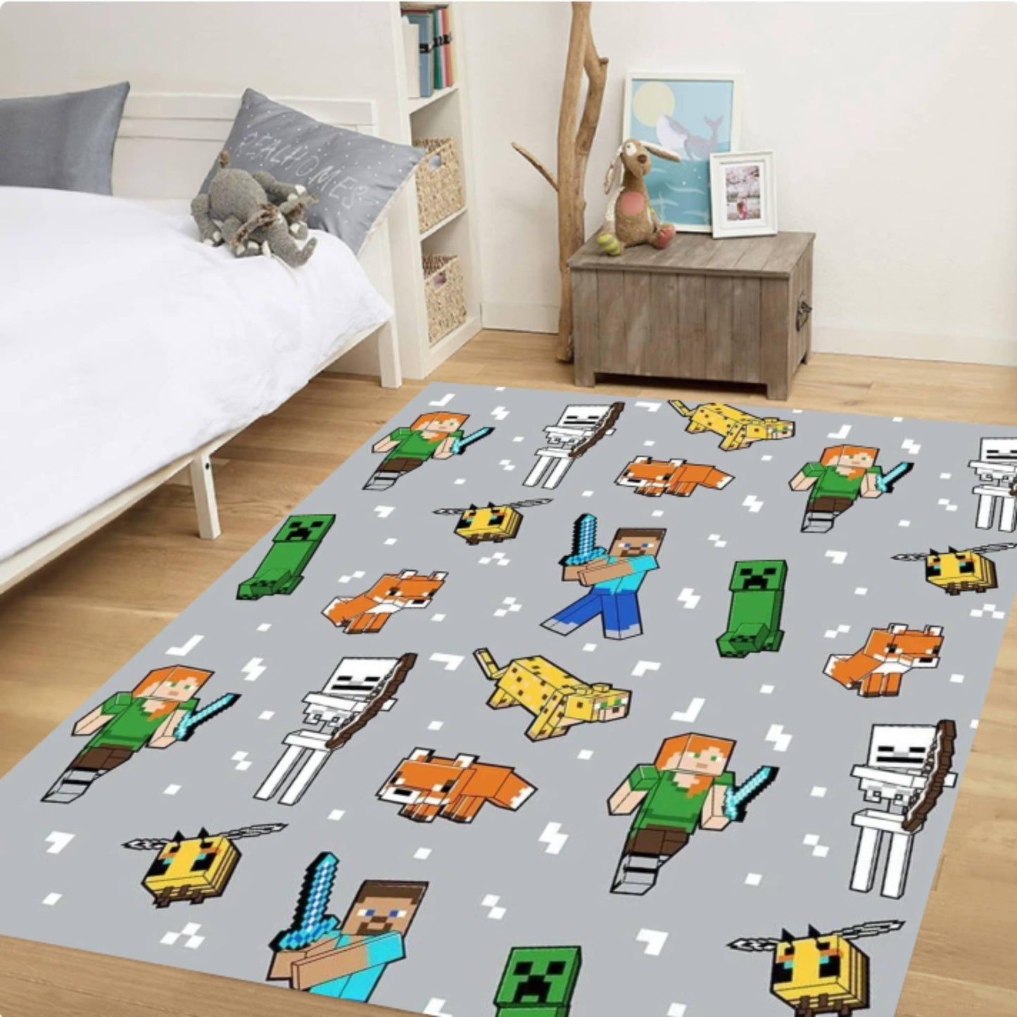 Pixel Gaming Kids Area Rug – Video Game Controller Washable Non-Slip