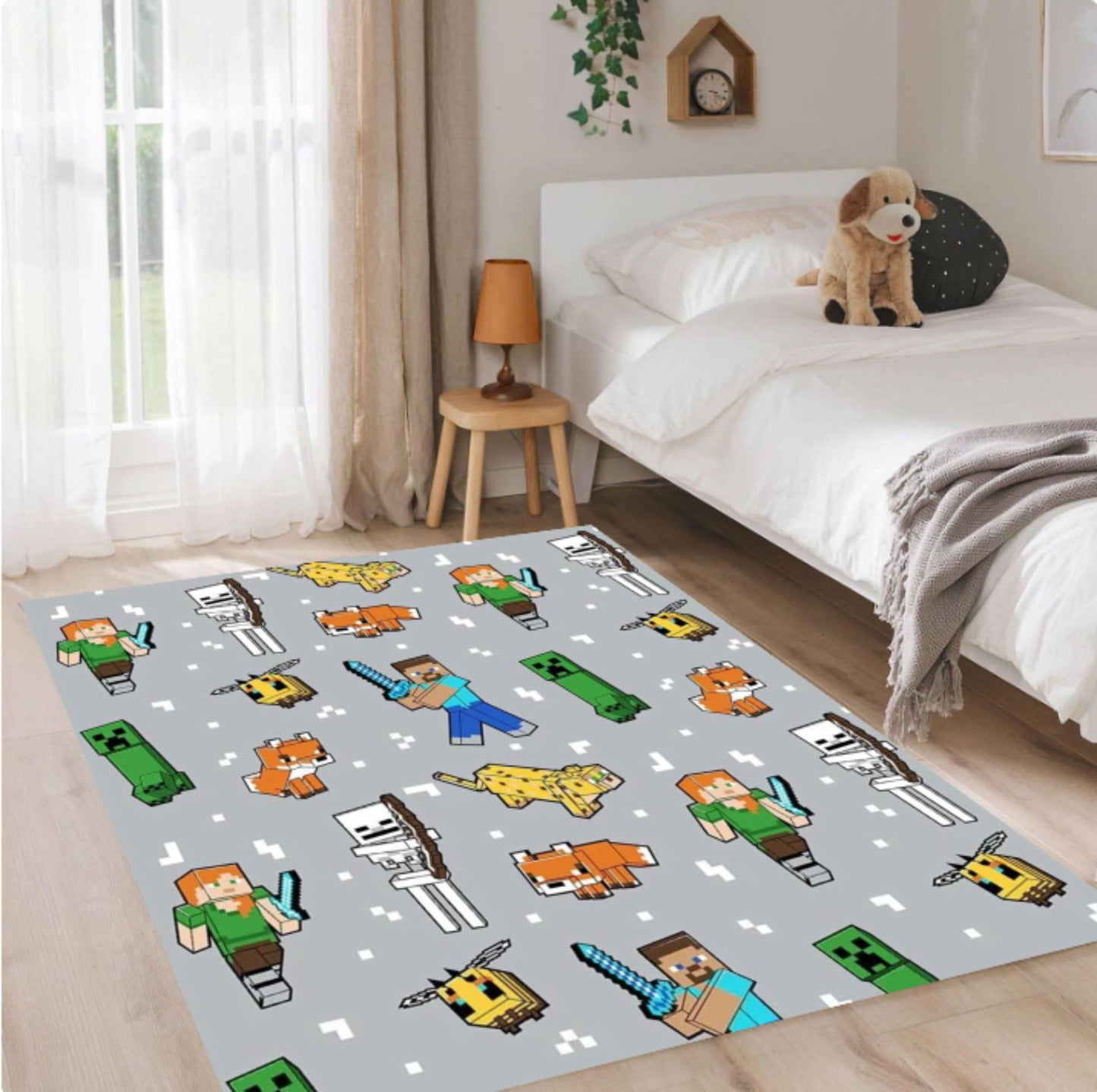 Pixel Gaming Kids Area Rug – Video Game Controller Washable Non-Slip