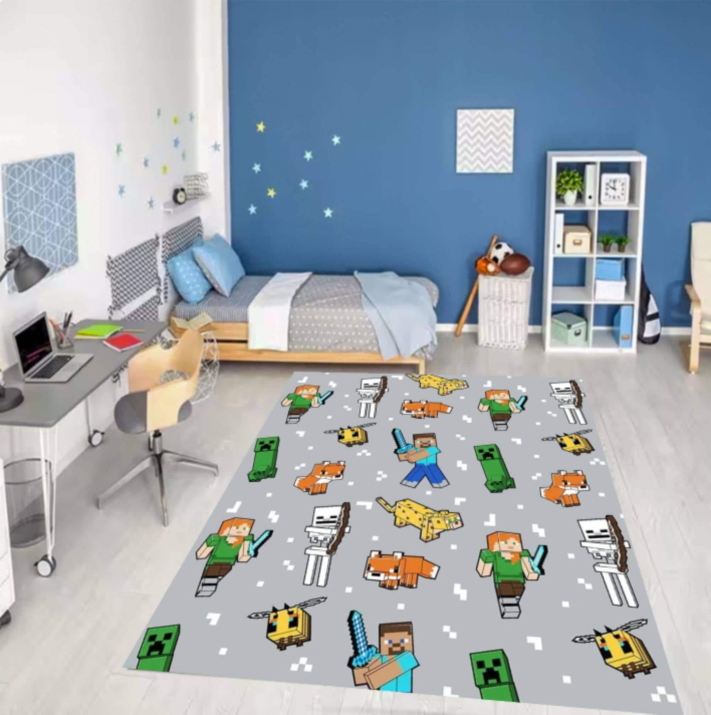 Pixel Gaming Kids Area Rug – Video Game Controller Washable Non-Slip