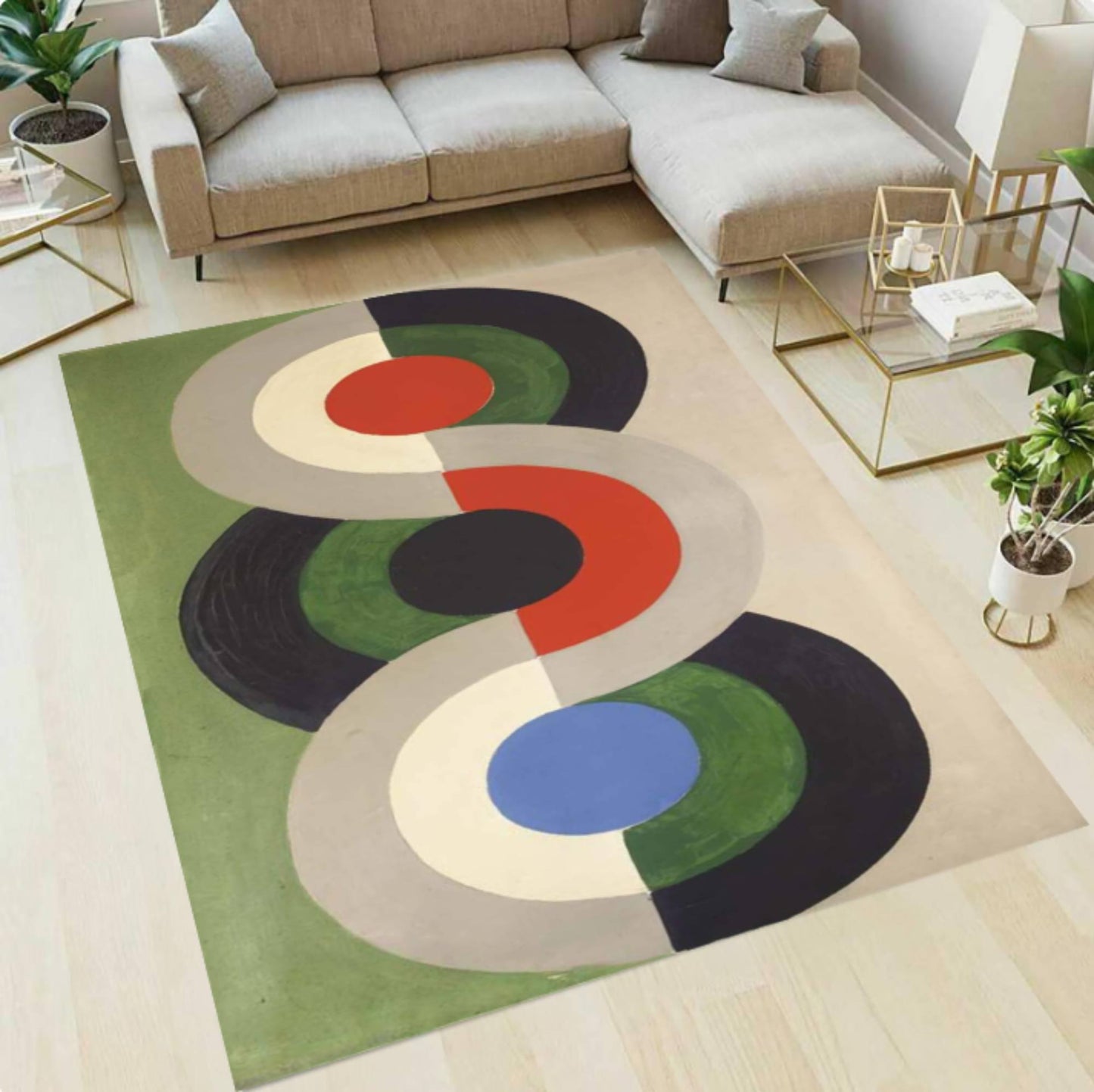 Mid-Century Modern Geometric Abstract Washable Area Rug