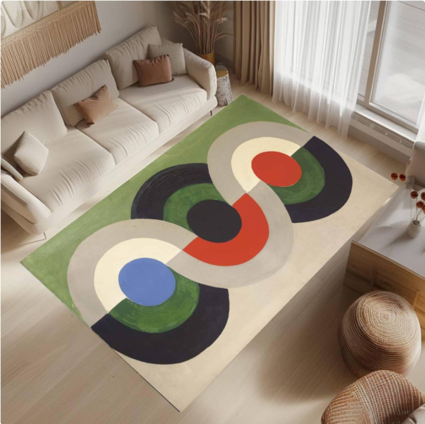 Mid-Century Modern Geometric Abstract Washable Area Rug