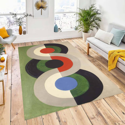Mid-Century Modern Geometric Abstract Washable Area Rug