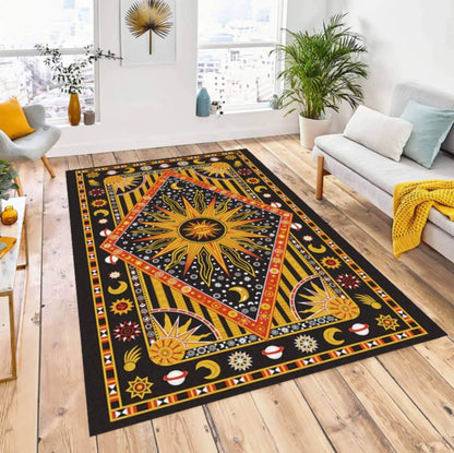 Celestial Sun & Moon  Traditional Area Rug –Astrology Washable Non-Slip