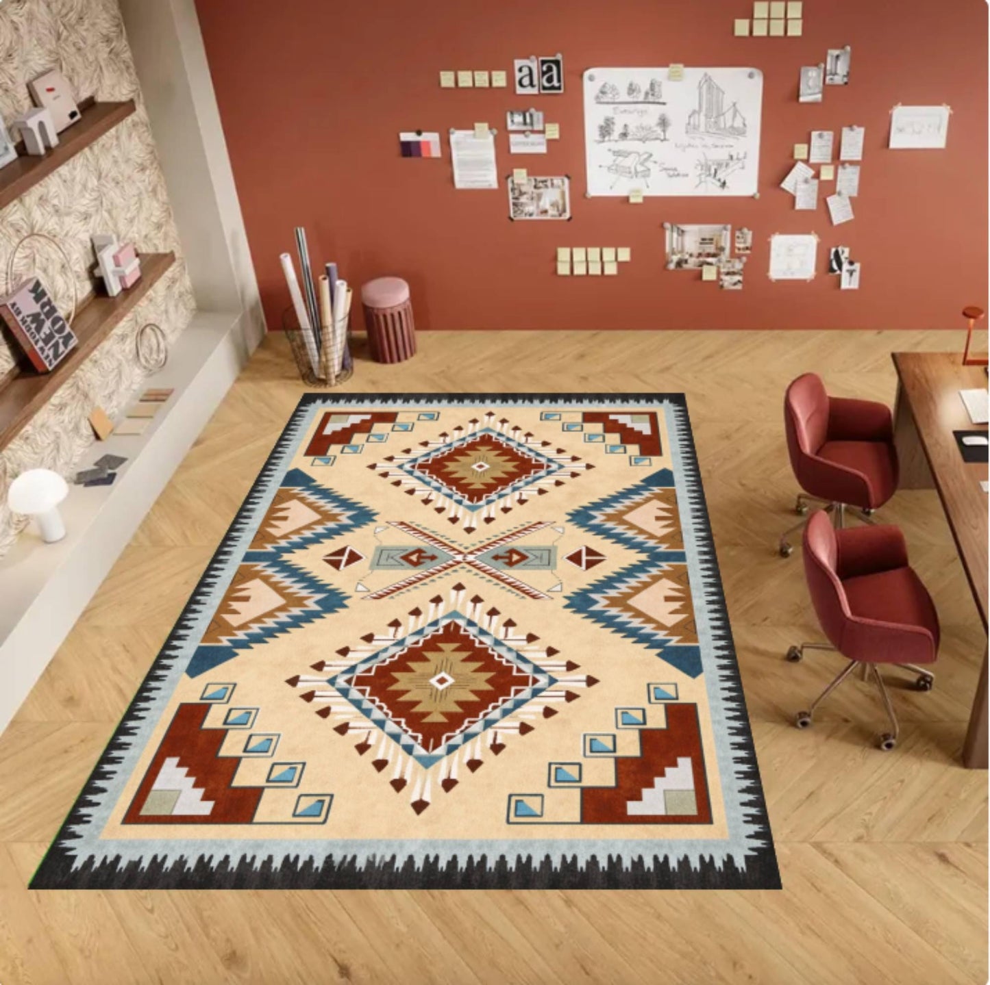 Boho Southwestern Aztec Tribal Geometric Living Room Rug