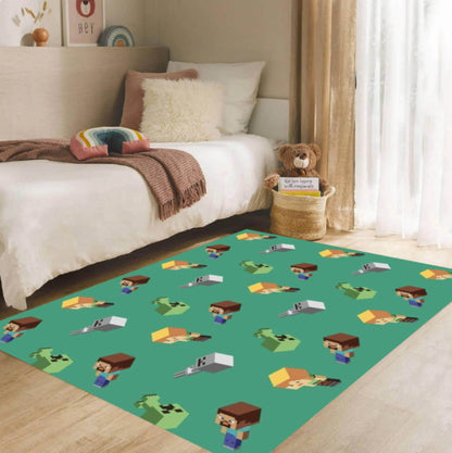 Pixel Gamer Kids Area Rug – Retro Video Game Washable Non-Slip