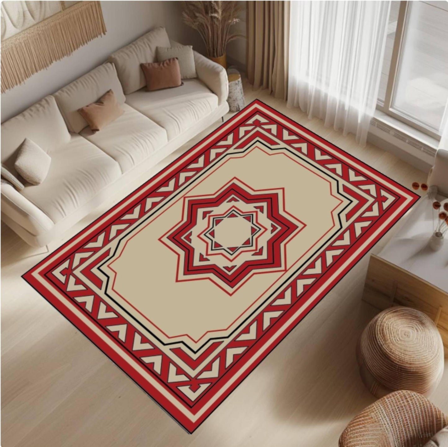 Traditional Persian Medallion Area Rug – Washable Non-Slip