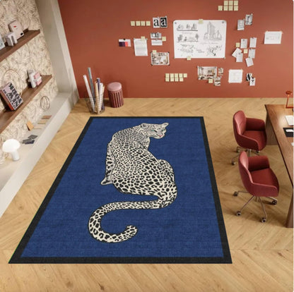 Rug with Leopard Print Washable Non-slip