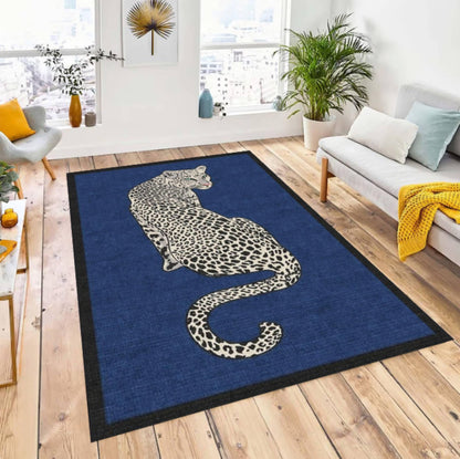 Rug with Leopard Print Washable Non-slip