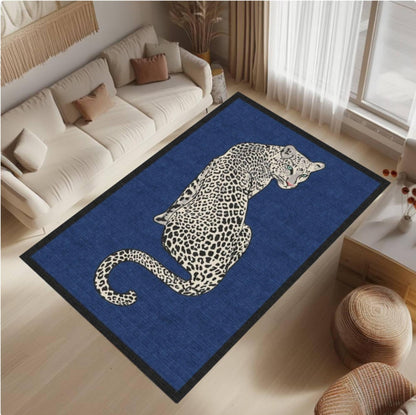 Rug with Leopard Print Washable Non-slip