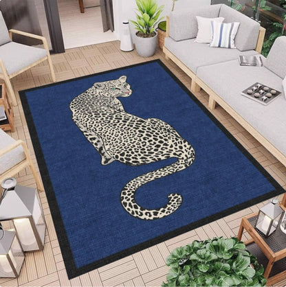 Rug with Leopard Print Washable Non-slip