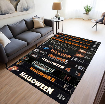 Retro Horror Movie VHS Tape Area Rug – 80s Spooky Halloween Cult Film