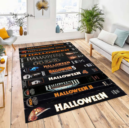 Retro Horror Movie VHS Tape Area Rug – 80s Spooky Halloween Cult Film