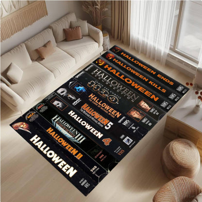 Retro Horror Movie VHS Tape Area Rug – 80s Spooky Halloween Cult Film