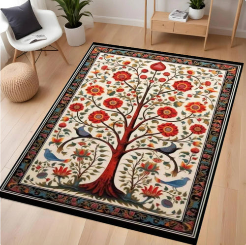 Rug Tree of Life Floral Folk Art Living Room Rug