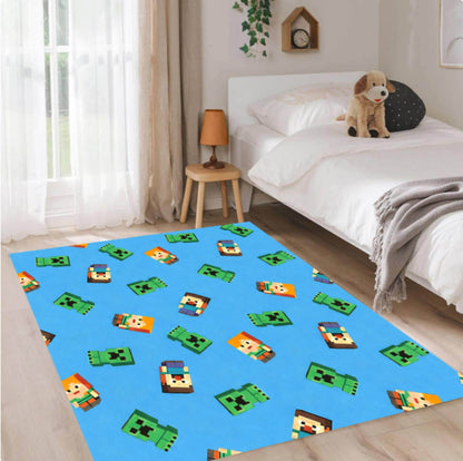 Pixel Gaming Rug for Kids Retro Block Playroom Rug Gamer