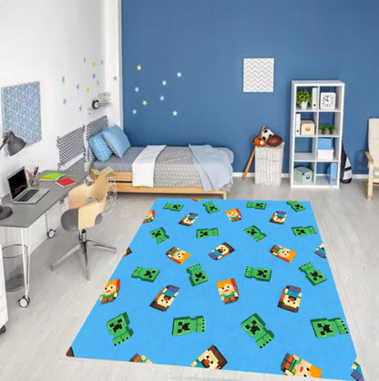Pixel Gaming Rug for Kids Retro Block Playroom Rug Gamer