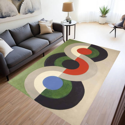 Mid-Century Modern Geometric Abstract Washable Area Rug