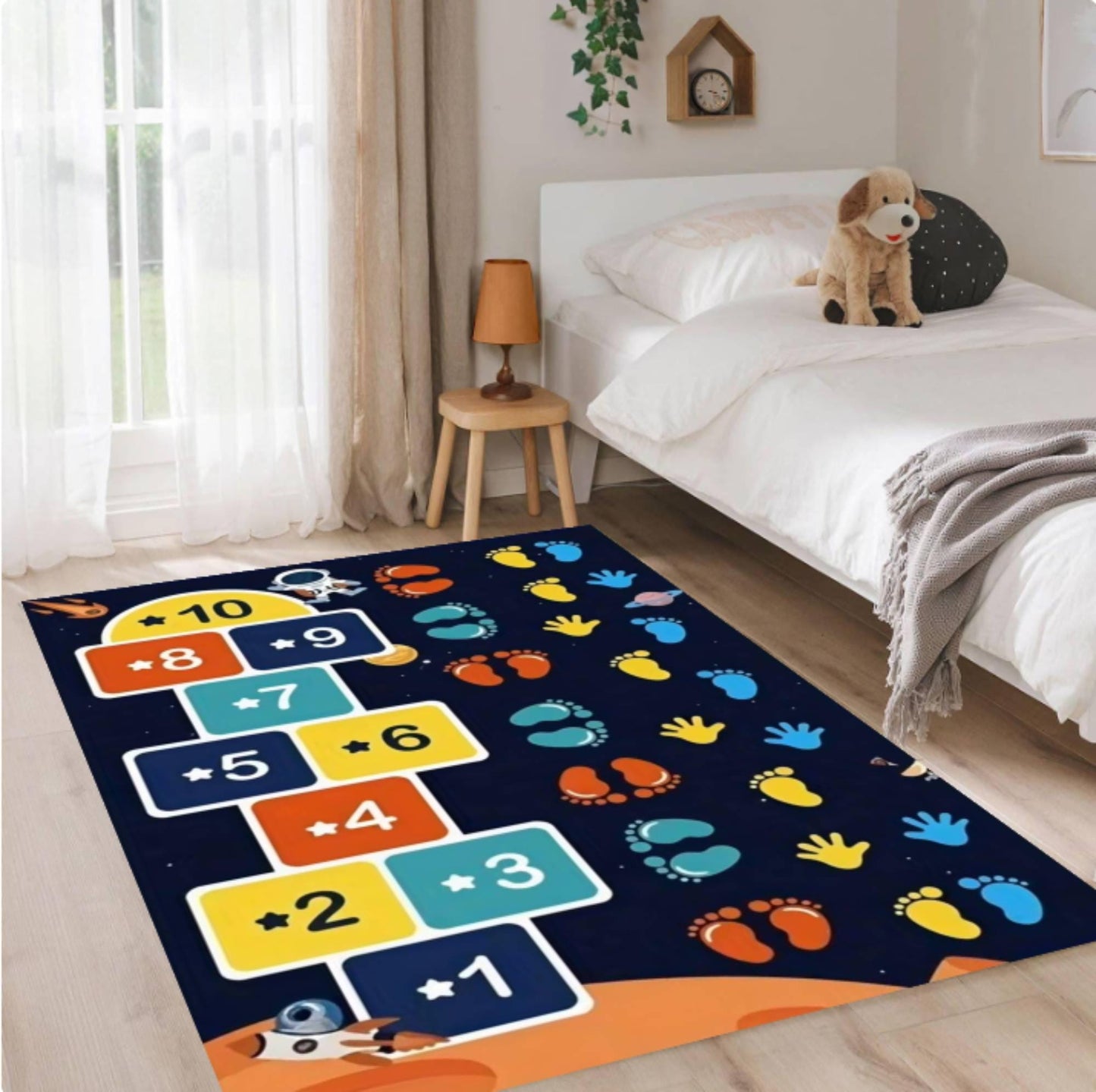 Space Hopscotch Montessori Rug – Solar System Number Game