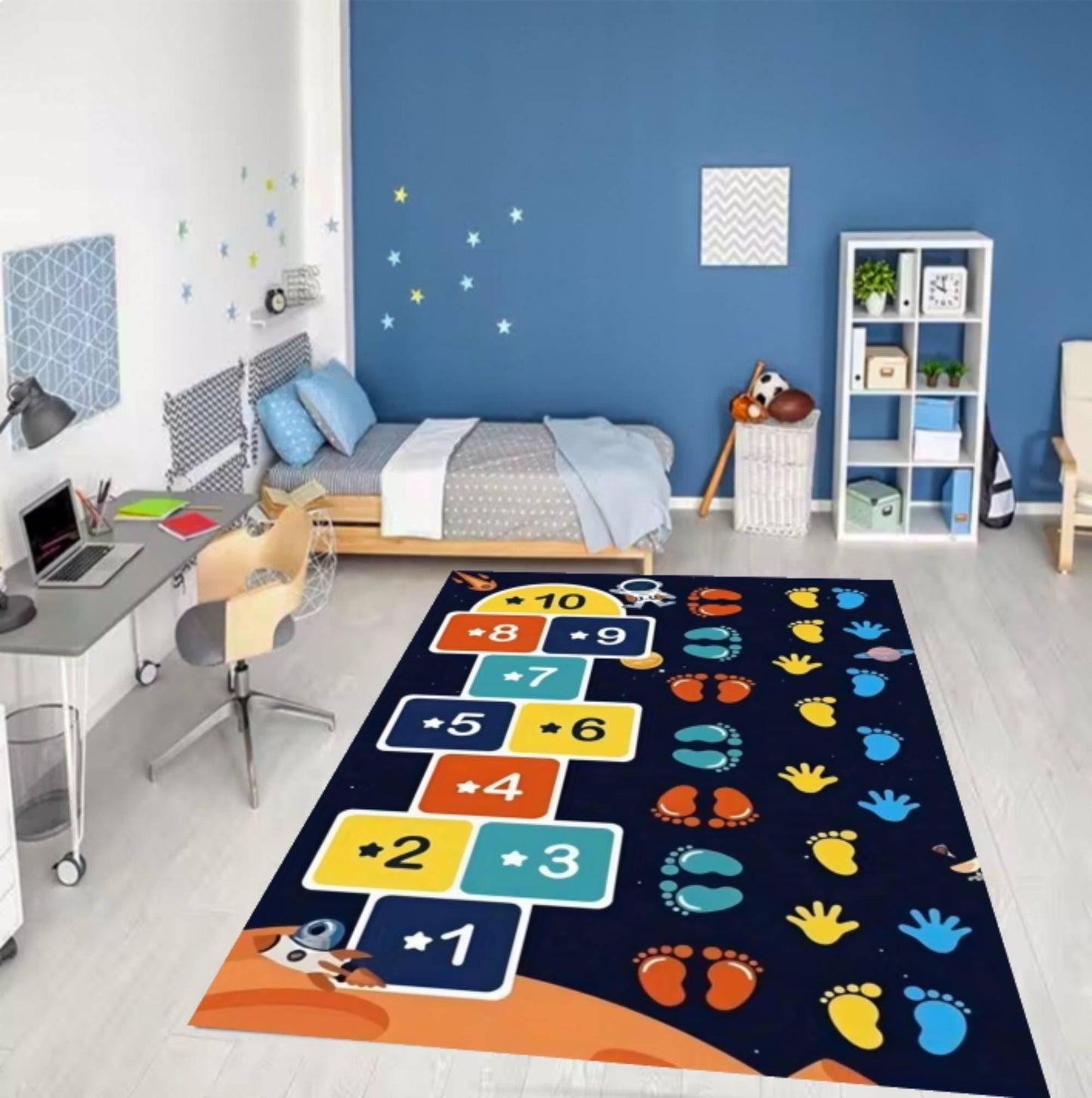 Space Hopscotch Montessori Rug – Solar System Number Game