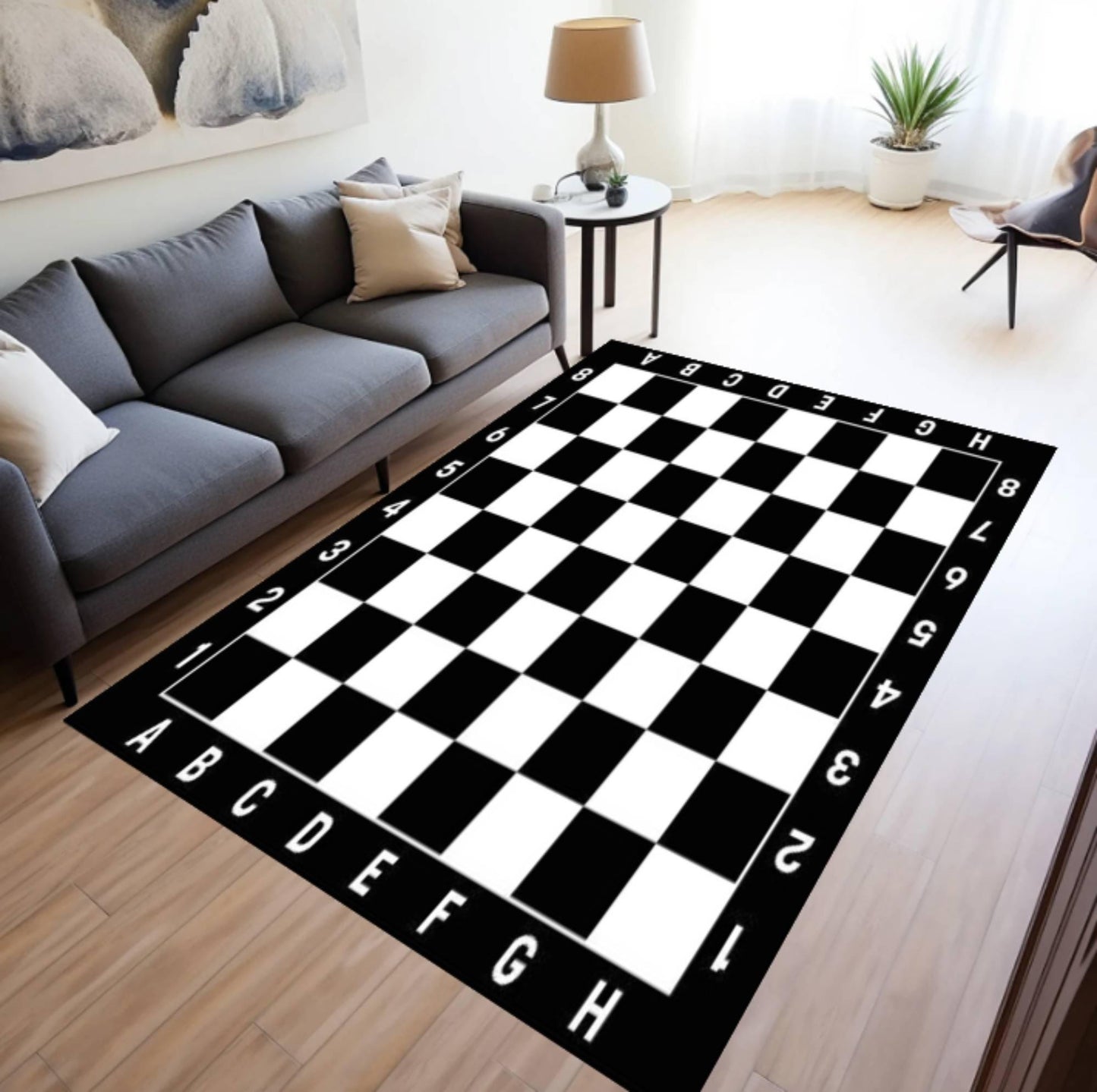 Black & White Checkerboard Playroom Rug – Washable Non-Slip