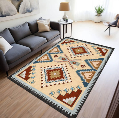 Boho Southwestern Aztec Tribal Geometric Living Room Rug