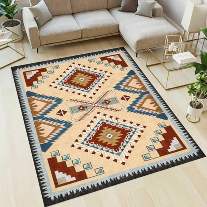 Boho Southwestern Aztec Tribal Geometric Living Room Rug