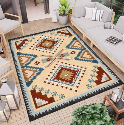 Boho Southwestern Aztec Tribal Geometric Living Room Rug