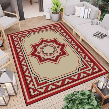 Geometric Tribal Area Rug, Boho Statement Carpet, Washable Non Slip Decor