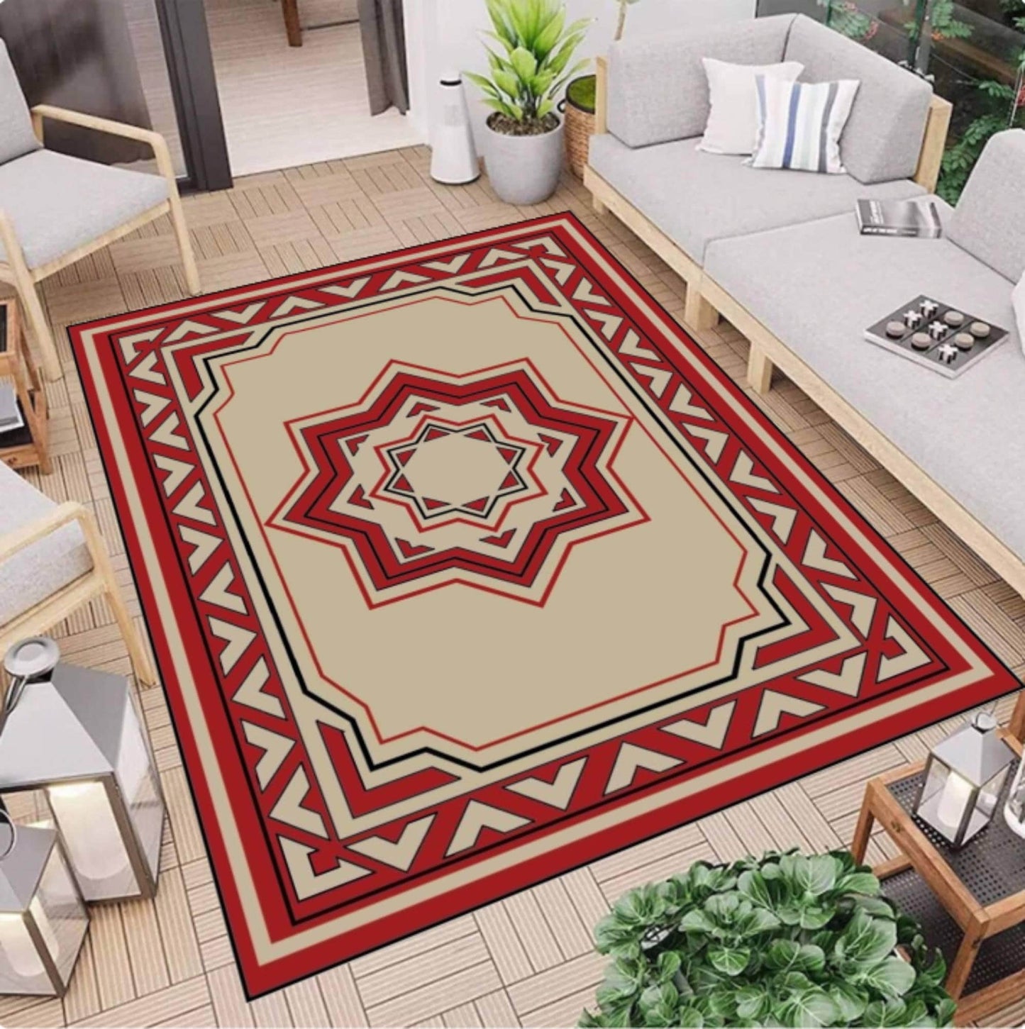 Traditional Persian Medallion Area Rug – Washable Non-Slip