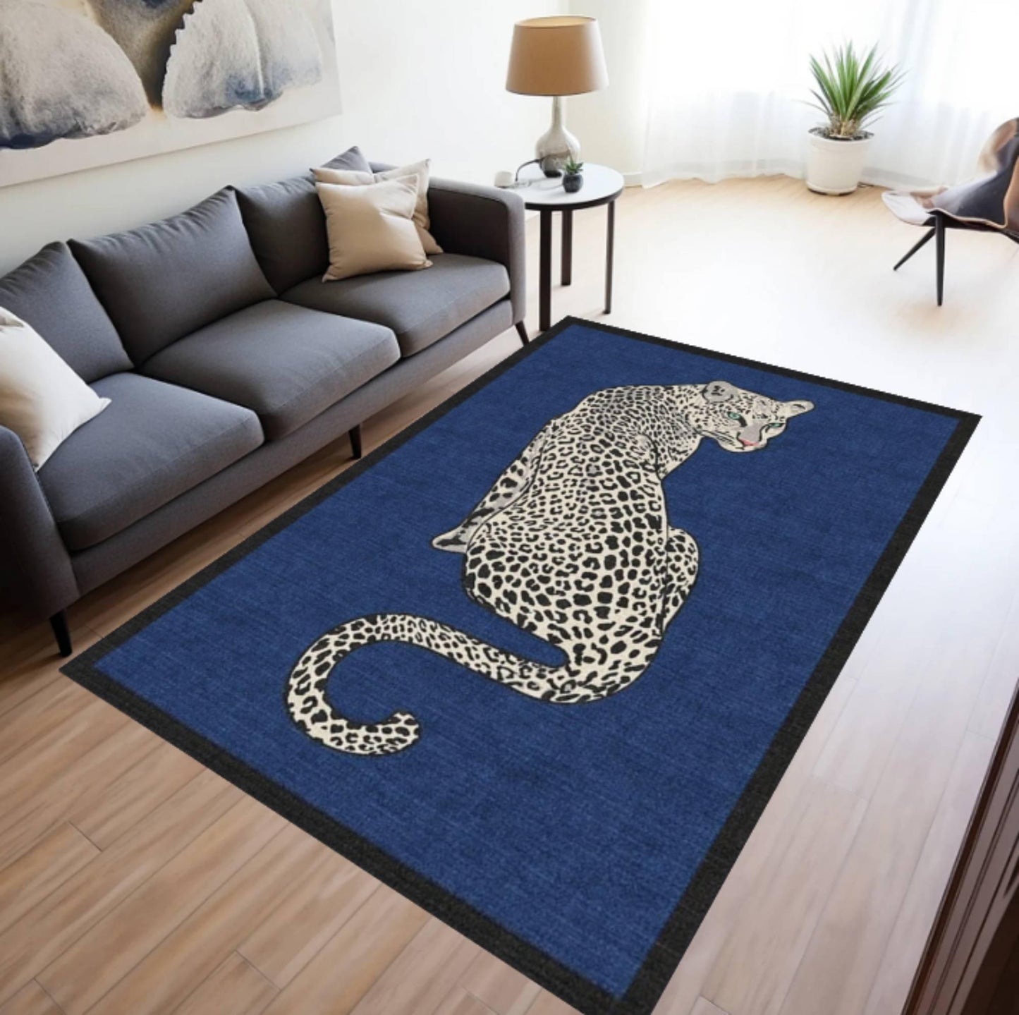 Rug with Leopard Print Washable Non-slip