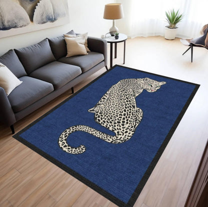 Rug with Leopard Print Washable Non-slip