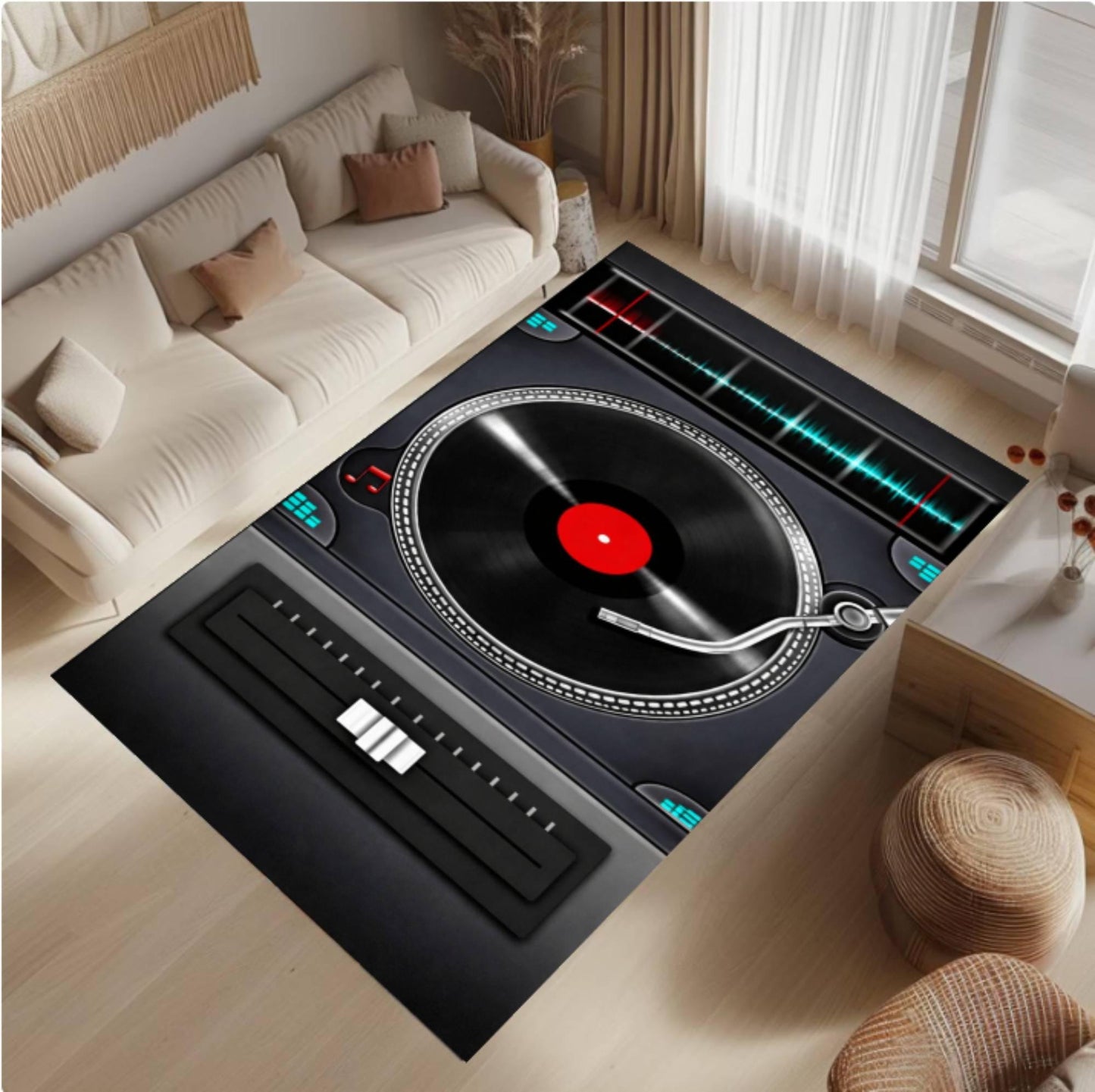 Rug DJ-draaitafel Rug Vinyl Record Player Decor Music Studio Washable