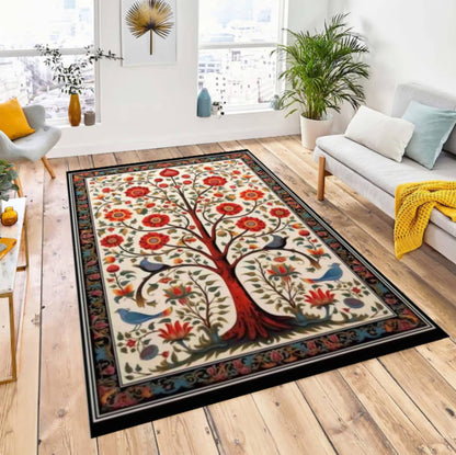 Rug Tree of Life Floral Folk Art Living Room Rug