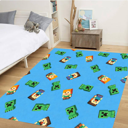 Pixel Gaming Rug for Kids Retro Block Playroom Rug Gamer