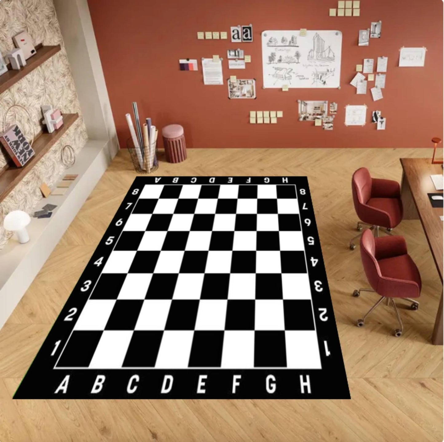 Black & White Checkerboard Playroom Rug – Washable Non-Slip