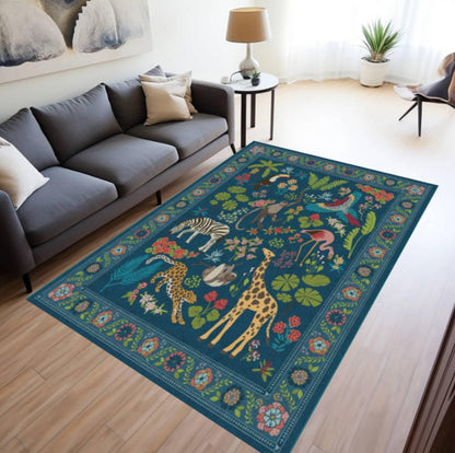 Rug Safari Animals Jungle Animals in Wild Boho Carpet