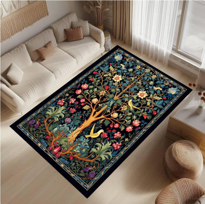 Rug Tree of Life Vintage Rug Cottagecore Garden Art
