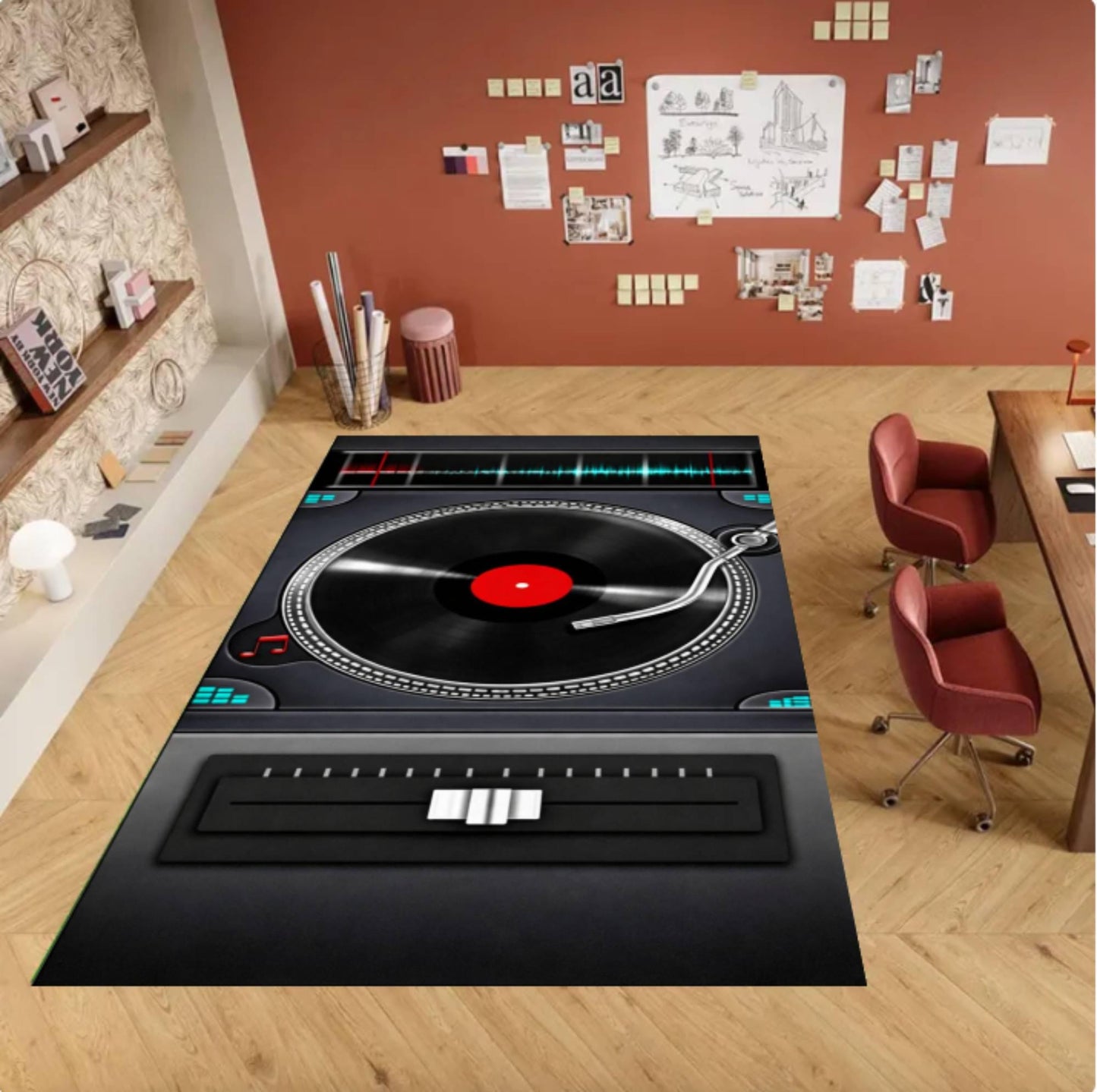 Rug DJ-draaitafel Rug Vinyl Record Player Decor Music Studio Washable